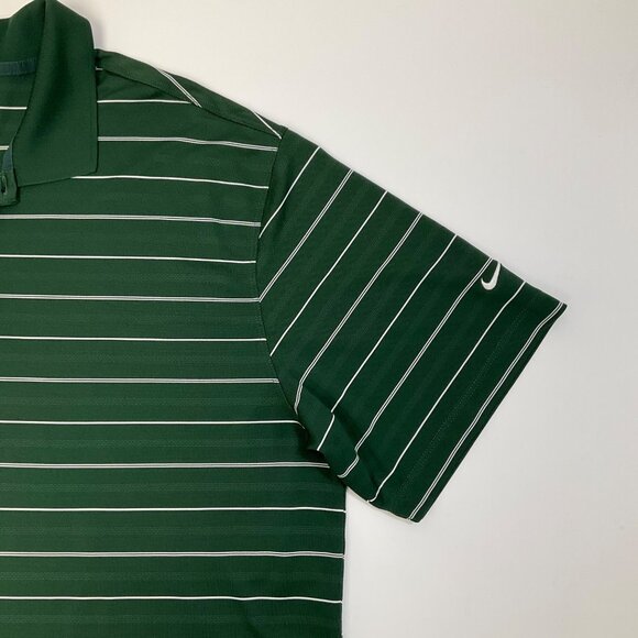 Nike Golf Men's XL Green & White Striped Dri-Fit Short Sleeve Polo Shirt - Picture 4 of 10